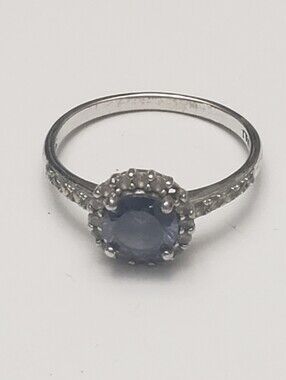PAJ Blue Sapphire & Cubic Zirconia Cocktail Ring 8.75